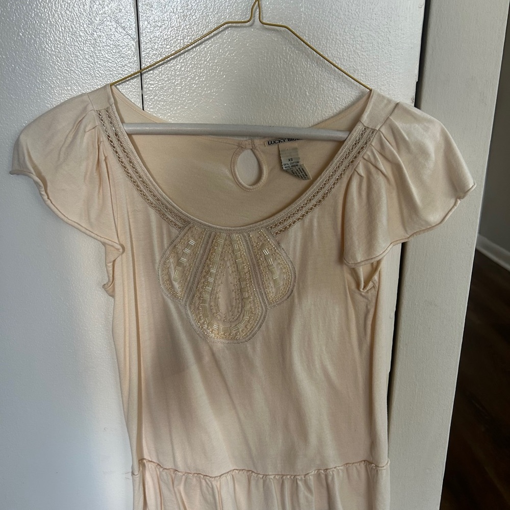 Cream Flutter Sleeve Dress